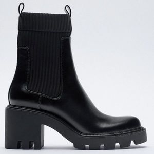 ZARA Socked Healed Ankle Boots with Lug Soles